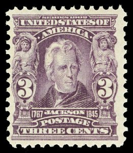 Scott 302 1903 3c Purple Jackson Regular Issue Mint F-VF OG NH Cat $140