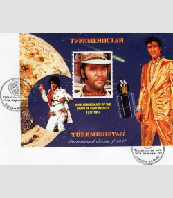 TURKMENISTAN 1997 SPACE Halley's Comet Elvis Presley s/s Perforated in FDC