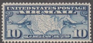 United States # C7, Map of the U.S. & 2 Mail Planes, Mint NH, 1/3 Cat.