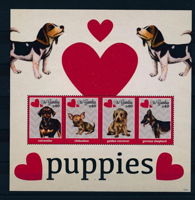 [31698] Gambia 2012 Animals Love Dog Puppies MNH  Sheet