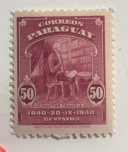 Paraguay 1940 Scott 383 MNH - 50c,  Dr. José Francia