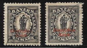 Bavaria - Scott #270 & 270A - 2-1/2M Black & gray F VF Used