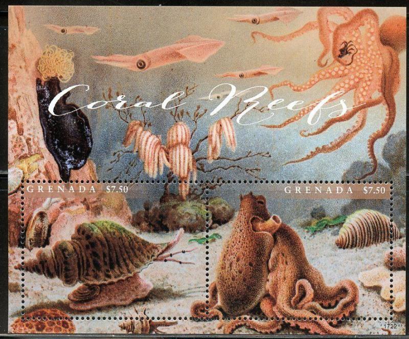 GRENADA 2017  CORAL REEFS SET OF TWO SHEETS OF TWO  MINT NH