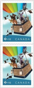 Canada B35 Community Foundation Animals Hot Air Balloon P+10 vert pair MNH 2024