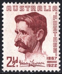 Australia SC#222 2½d Henry Archibald Hertzberg Lawson (1949) MHR