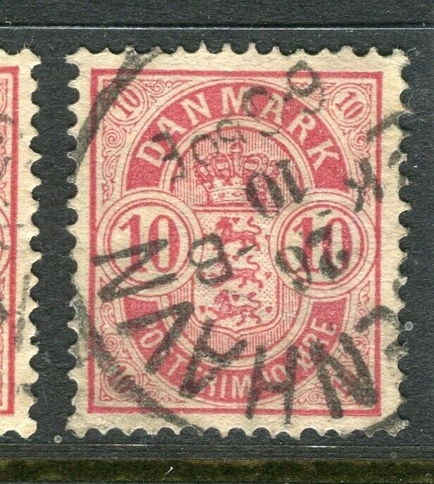 DENMARK; 1884-85 early classic Official issue fine used 10ore. value, POSTMARK