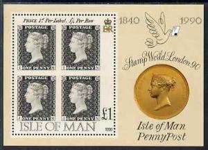 Isle of Man 1990 150th Anniversary of Penny Black m/sheet...