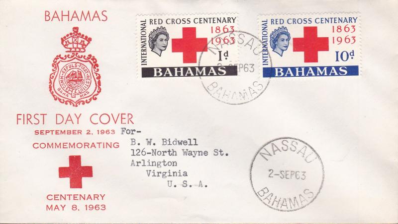 Bahamas 1963 Red Cross Centenary FDC Typed Address Cachet VF