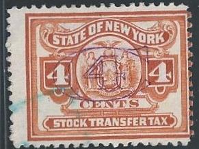 State of New York Stock Transfer Tax 4 Cent Used