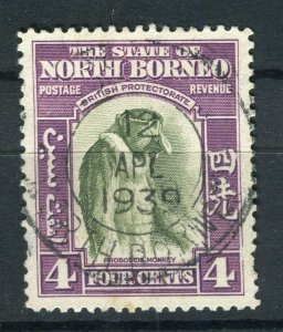 NORTH BORNEO; 1939 early Pictorial issue fine used 4c. value, Postmark