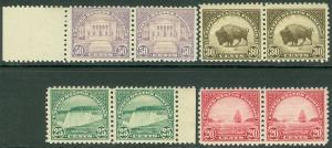 USA : 1922-23. Scott #567-70 Pairs. Post Office Fresh Mint Never Hinged Cat $435