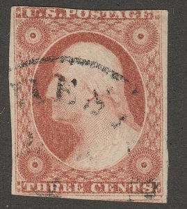 DS-1648 GENERAL ISSUE 1855 SCOTT 11 3c DULL RED  $10