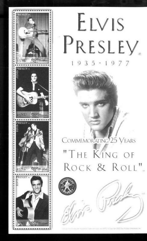Elvis Presley King of Rock & Roll Souvenir Stamp Sheets #1386-87 Bhutan E3-4