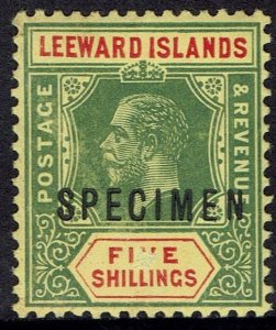 LEEWARD ISLANDS 1912 KGV SPECIMEN 5/- WMK MULTI CROWN CA