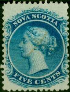 Nova Scotia 1860 5c Blue SG24 Fine Used Reduced Pen Cancel