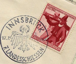 Innsbruck Austria German Occupation 1944 Shooting Competition Special Postmark