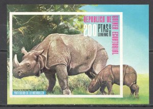 Wb187 Imperf Guinea Ecuatorial Rhinoceroses Wild Animals Fauna Bl Mnh