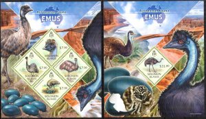 Solomon Islands 2013 Birds Emus sheet + S/S MNH