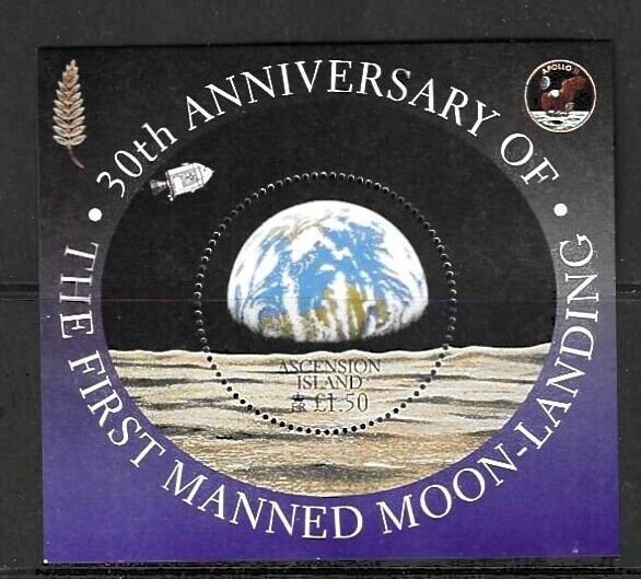 ASCENSION SGMS780 1999 MANNED MOON LANDINGS  MNH 