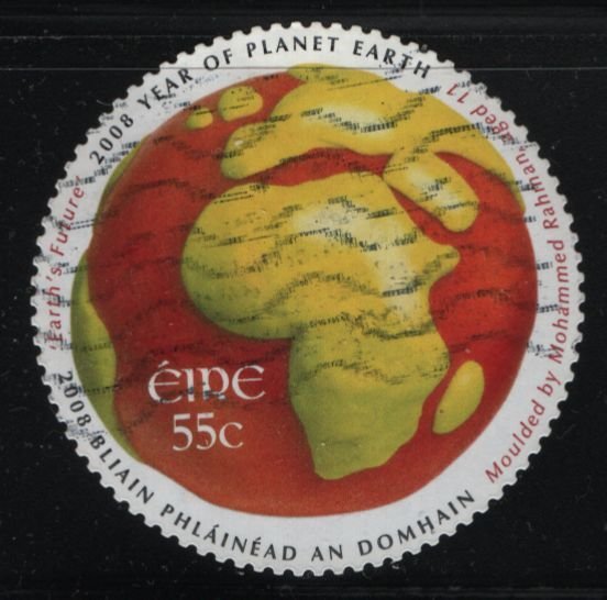 Ireland 2008 used Sc 1781 55c Round stamp showing continents Year of Planet E...