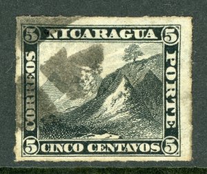Nicaragua 1877 First Issues 5¢ Momotombo Roulette VFU F612 ⭐⭐⭐⭐⭐⭐