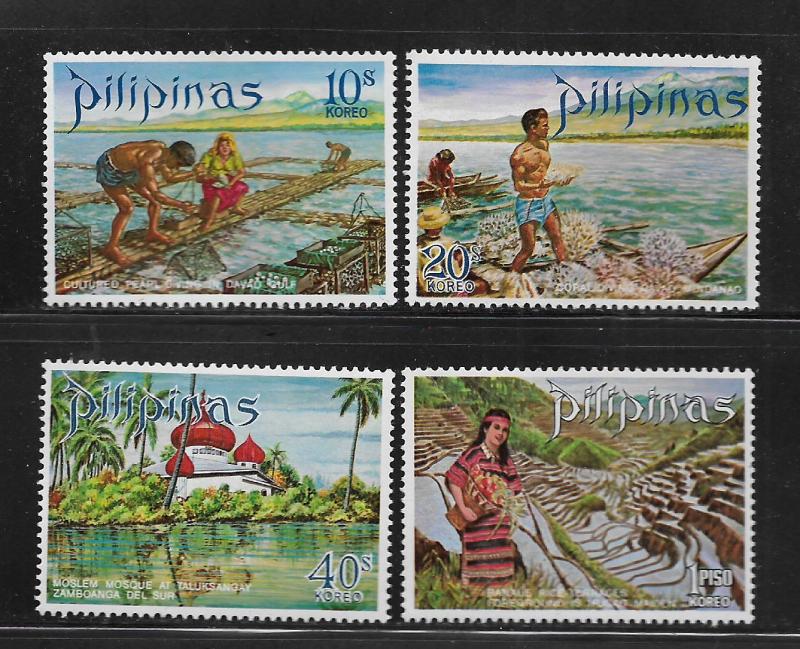 PHILIPPINES, 1090-1093, MNH, TOURIST TYPE OF 1970