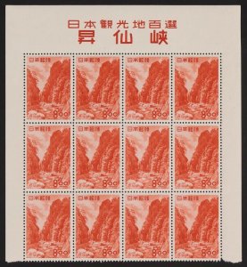 JAPAN 1951 Tourist Issues 8Y blocks. MNH **. SG 623, 639 & 643 cat £423+. (3)