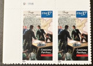 US # 3782 Louisiana Purchase pair w/ plate # 37c 2003 Mint NH