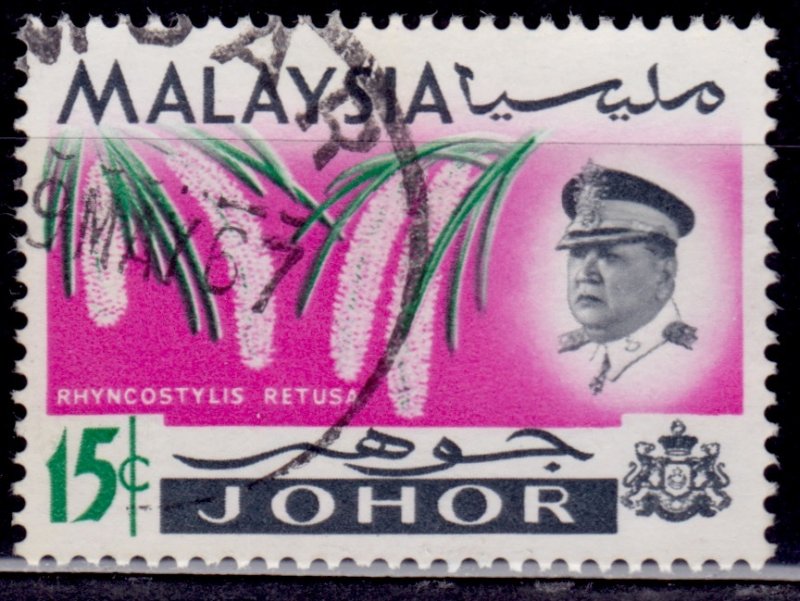 Malaysia - Johor, 1965, Orchids, 15c, sw#168, used