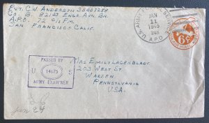 1945 US army post office 248 Cover To Warren PA Usa