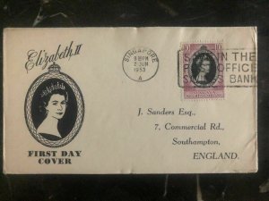 1953 Singapore First Day Cover FDC QE II Queen Elizabeth coronation Southampton