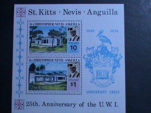 ST.CHRISTOPHER,NEIS ANGUILLA-25TH ANIV: OF U.W.I. MNH S/S VERY FINE