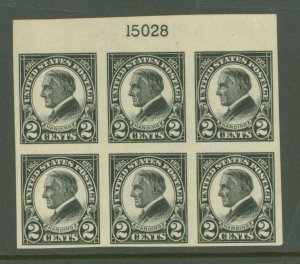 United States #611 Unused Plate Block