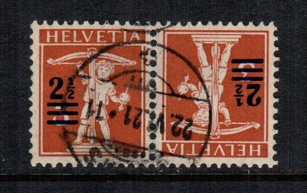 Switzerland  193  used cat $ 8.00 tete beche pair