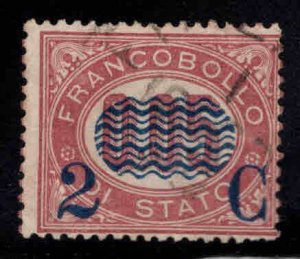 ITALY Scott 38 Used Official surcharged in Blue CV$30 light cancel off centered