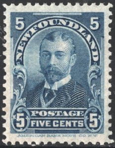 Newfoundland SC#85 5¢ King George V: Duke of York (1899) MNH