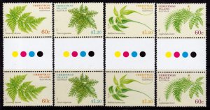 Christmas Island 504a 504b 505a 505b Gutter Pairs MNH - Ferns - 2012