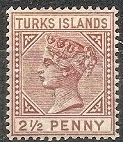 Turks Islands 49 MLH 1982 2 1/2p red brn Victoria