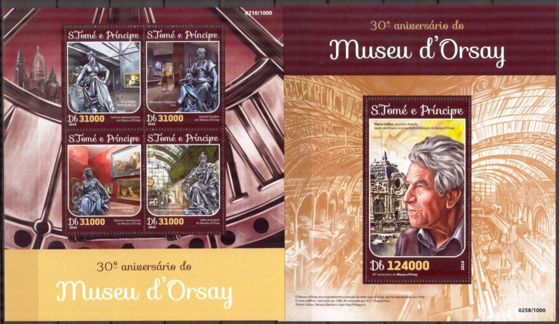 Sao Tome and Principe 2016 Art Paintings Museum D'Orsay sheet + S/S MNH