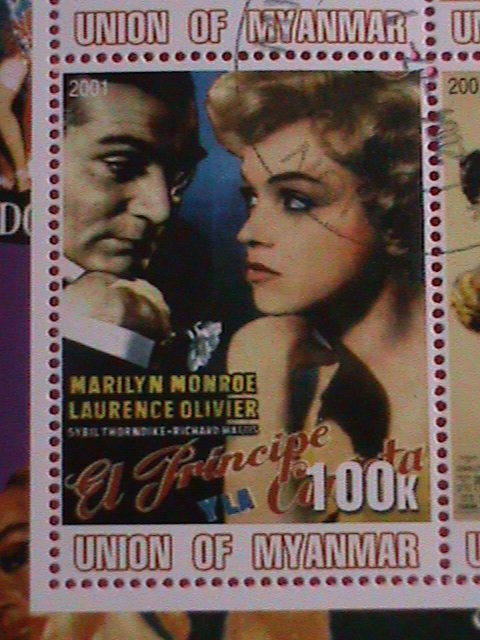 UNION OF MYANMAR STAMP-2001-MARILYN MONROE: MOVIE POSTER -MNH STAMP SHEET -RARE