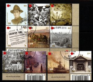 NEW ZEALAND SG3760/9 2016 CENTENARY OF FIRST WORLD WAR  USED