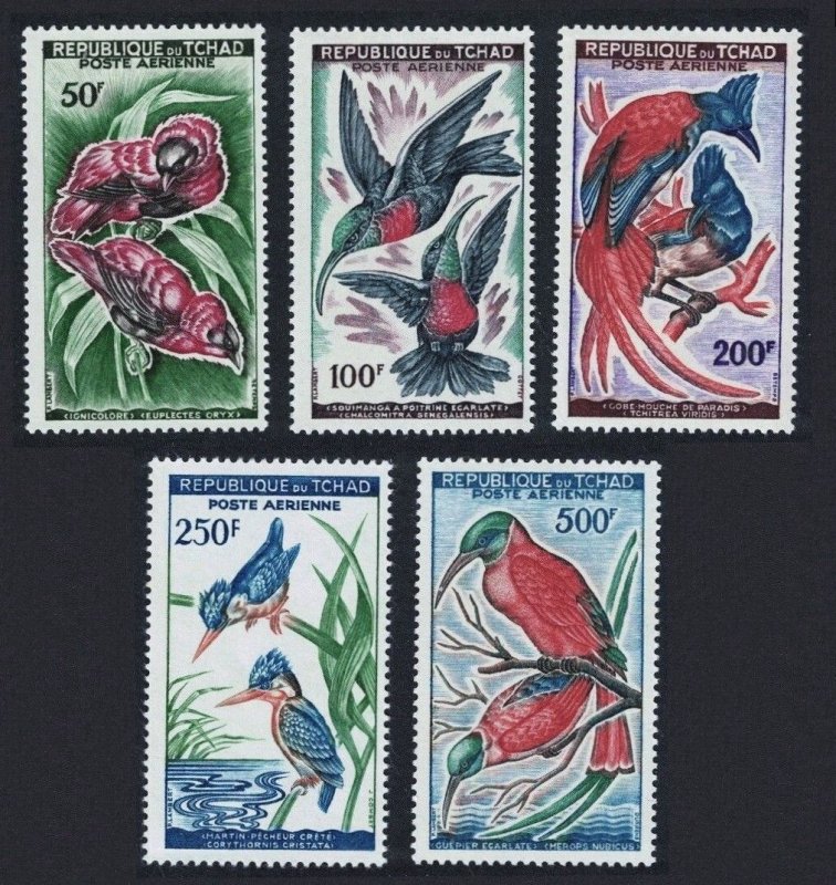 CHAD 1961-63 Airmail, Beautiful Bird (5v Cpt) MNH CV$50