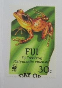 1988 FIJI SC #593 Fiji TREE FROG WWF  used stamp