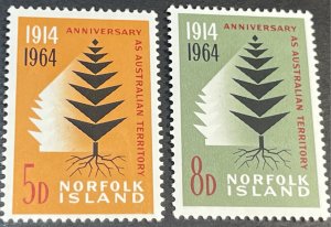 NORFOLK ISLAND # 66-67-MINT NEVER/HINGED--COMPLETE SET--1964