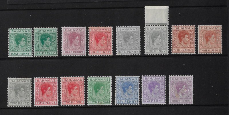 Bahamas KGVI definitive set w/ most colour var (24) see description.   (a1189