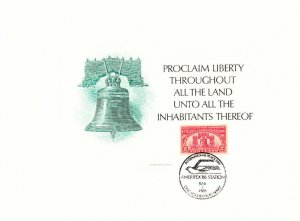 BEP Souvenir Card B91 B92 Liberty Bell Green #627 AMERIPEX Cancel Intl Peace Day