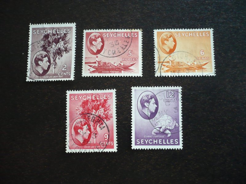 Stamps - Seychelles - Scott# 125,128,130,132,148 - Used Part Set of 5 Stamps