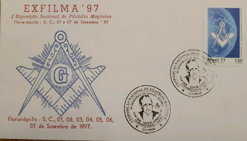 A) 1977, BRAZIL, FREEMASONRY, I NATIONAL EXHIBITION OF MASONIC PHILATELY, FLORIA