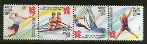 India 2012 Olympic Games Rowing Volleyball Badminton Sport Sc 2585 Se-Tenant MNH