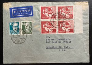 1956 Leipzig East Germany DDR Airmail Cover To Brooklyn NY USA 60 Years